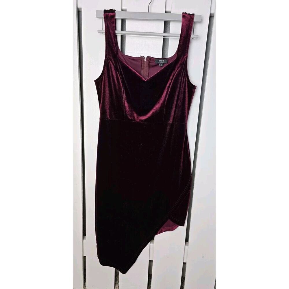 Privy Asymmetrical Purple‎ Bodycon Sweetheart Velvet Witchy Dress Whimsigoth L